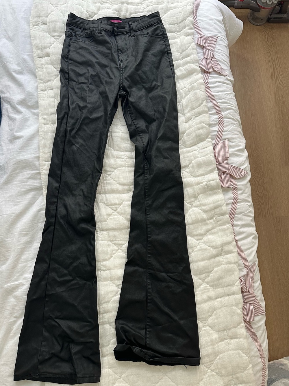 Edikted Black Flared Leather Pants